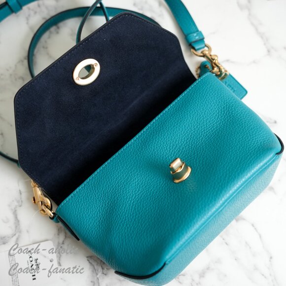 NWT Coach C2815 Karlee Crossbody Bag Pebble Leather in Teal - Picture 8 of 9